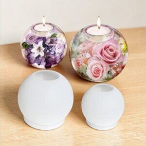 Tealight Candle Holder Resin Molds Sphere 2 Pcs Crystals Ball/Orbs Decoratio